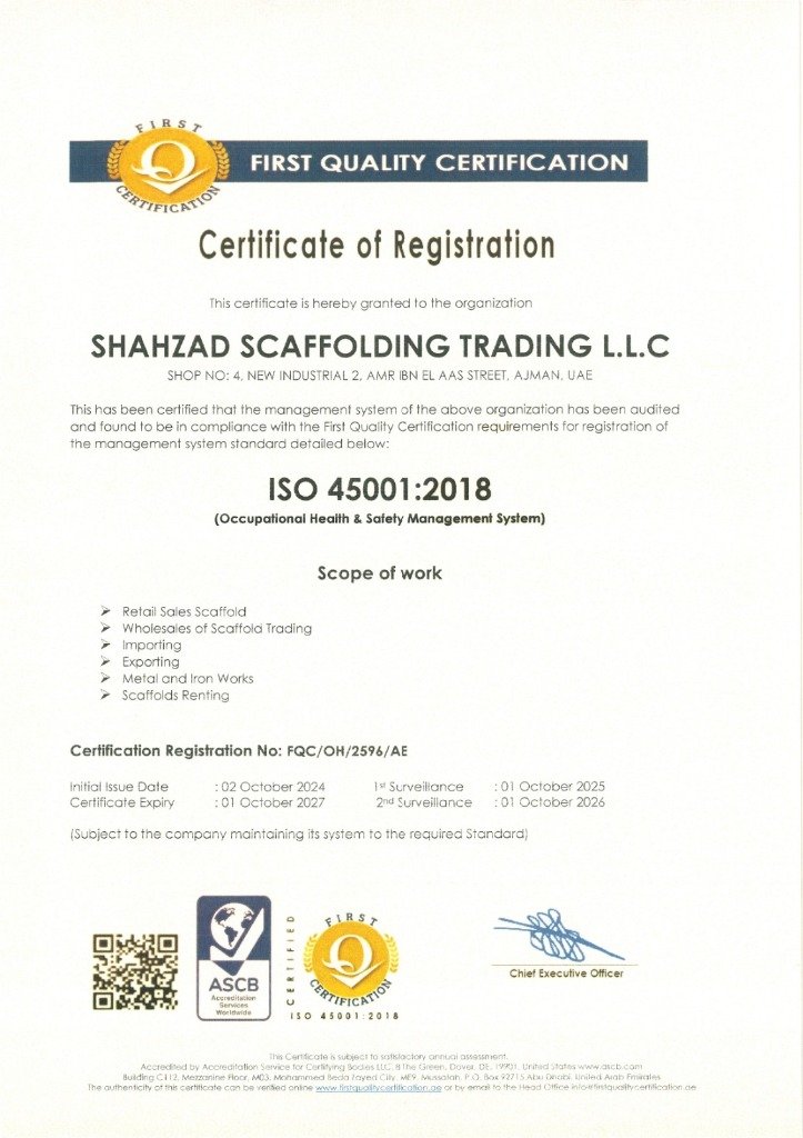 ISO 45001:2018 Certificate